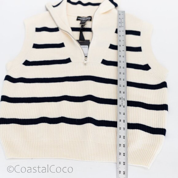 Oliver.O Anthropologie Striped Zipper Sweater Vest XL Top Coastal Nautical Golf - Picture 12 of 12